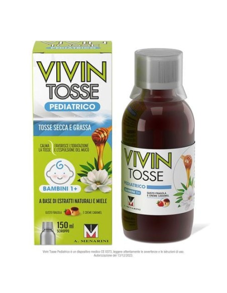 VIVIN TOSSE PEDIATRICO SCIROPPO PER TOSSE SECCA E GRASSA GUSTO FRAGOLA E CREME CARAMEL 150 ML