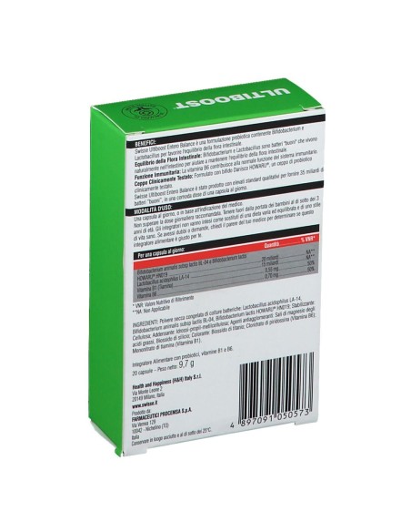 SWISSE ULTIBOOST ENTERO BALANCE 20 CAPSULE