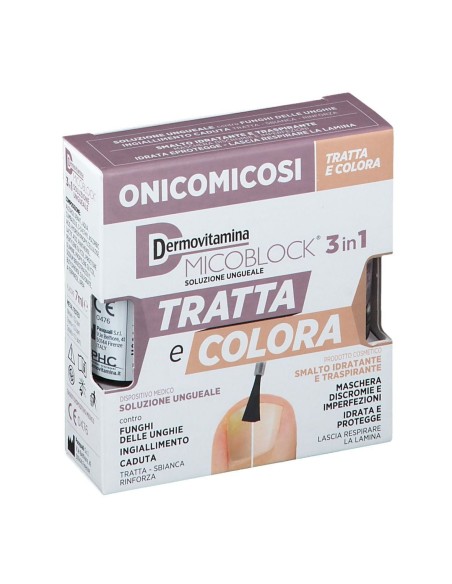 DERMOVITAMINA MICOBLOCK 3 IN 1 TRATTA E COLORA SOLUZIONE UNGUEALE 7 ML + SMALTO IDRATANTE TRASPIRANTE 5 ML