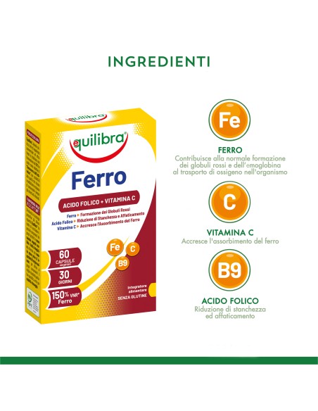 FERRO CON ACIDO FOLICO + VITAMINA C 60 CAPSULE