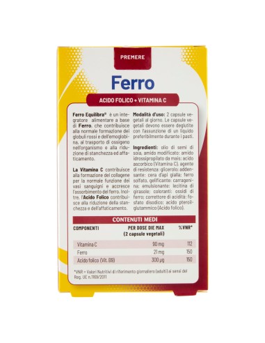 FERRO CON ACIDO FOLICO + VITAMINA C 60 CAPSULE
