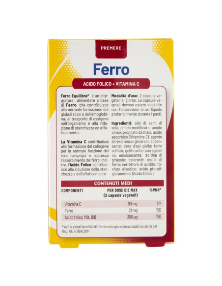 FERRO CON ACIDO FOLICO + VITAMINA C 60 CAPSULE
