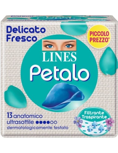 LINES PETALO BLU ASSORBENTE ANATOMICO 13 PEZZI