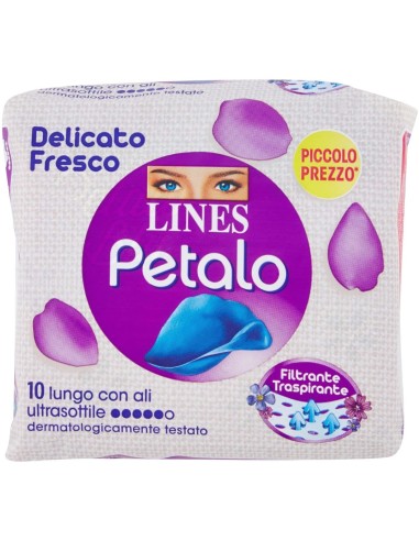 LINES PETALO BLU ASSORBENTE LUNGO CON ALI 10 PEZZI