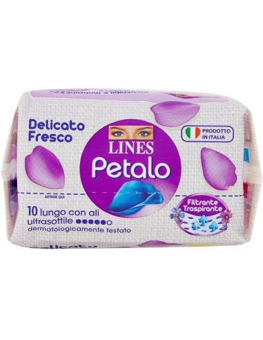 LINES PETALO BLU ASSORBENTE LUNGO CON ALI 10 PEZZI