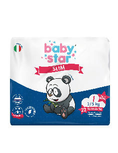 PANNOLINI BABYSTAR SLIM 2/5KG TAGLIA 1 NEW BORN 22 PEZZI