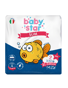 PANNOLINI BABYSTAR SLIM 3/6KG TAGLIA 2 MINI 21 PEZZI