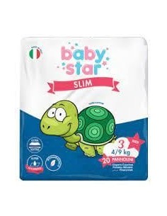 PANNOLINI BABYSTAR SLIM 4/9KG TAGLIA 3 MIDI 20 PEZZI