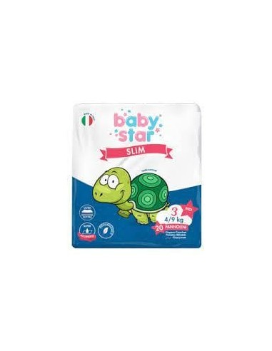 PANNOLINI BABYSTAR SLIM 4/9KG TAGLIA 3 MIDI 20 PEZZI