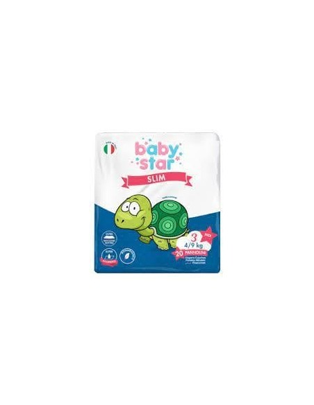 PANNOLINI BABYSTAR SLIM 4/9KG TAGLIA 3 MIDI 20 PEZZI