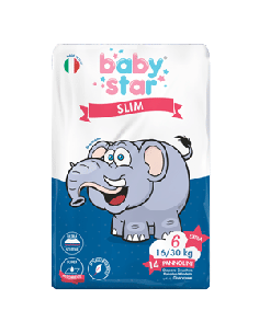 PANNOLINI BABYSTAR SLIM 16/30KG TAGLIA 6 EXTRA LARGE 14 PEZZI