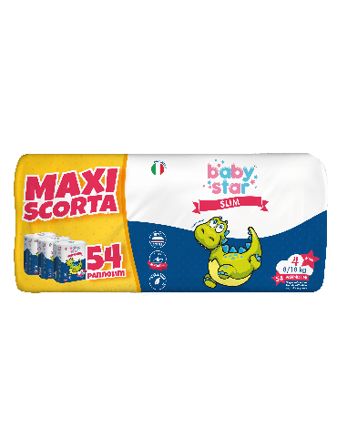PANNOLINI BABYSTAR SLIM MAXISCORTA TAGLIA 4 54 PEZZI