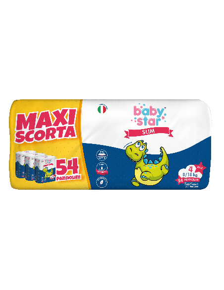PANNOLINI BABYSTAR SLIM MAXISCORTA TAGLIA 4 54 PEZZI