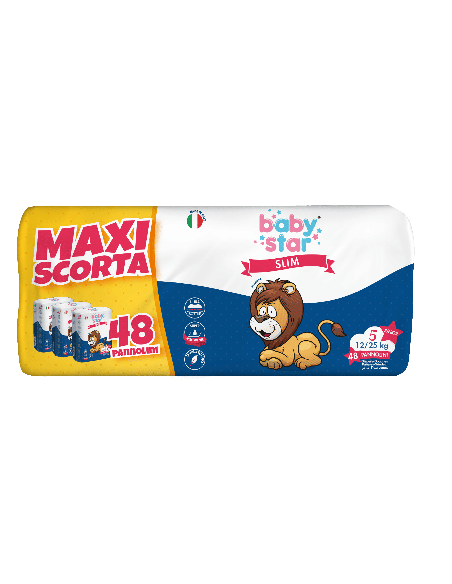 PANNOLINI BABYSTAR SLIM MAXISCORTA TAGLIA 5 48 PEZZI