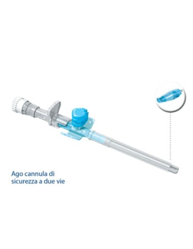 AGO CANNULA 2 VIE STERILE MONOUSO NEO VENOPIC IN POLIURETANO GAUGE 18 LUNGHEZZA 45 MM CON SISTEMA DI SICUREZZA SMARTSAFE