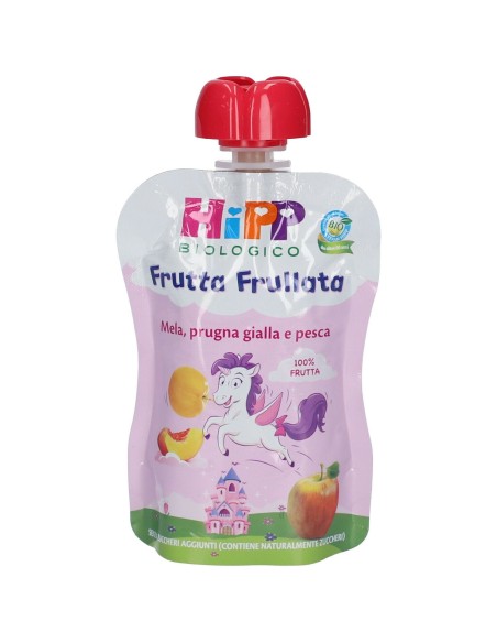 HIPP BIO FRUTTA FRULLATA UNICORNO MELA PRUGNA GIALLA PESCA 90 G