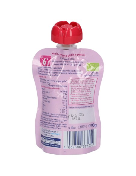 HIPP BIO FRUTTA FRULLATA UNICORNO MELA PRUGNA GIALLA PESCA 90 G