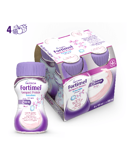 NUTRICIA FORTIMEL COMPACT PROTEIN GUSTO FRUTTI ROSSI RINFRESCANTI 4 BOTTIGLIE DA 125 ML