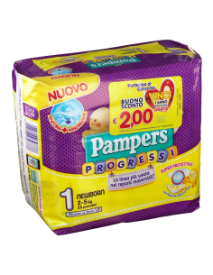 PAMPERS PROGRESSI NEWBORN PANNOLINO 1 2-5KG 28 PEZZI