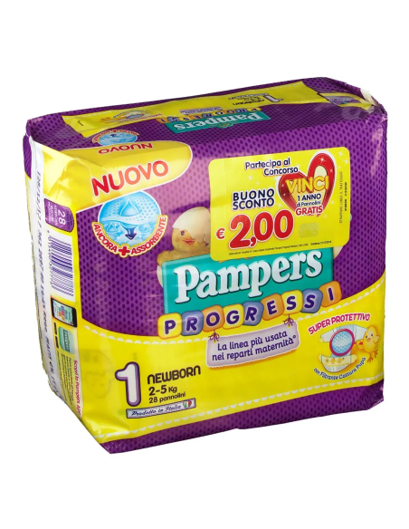 PAMPERS PROGRESSI NEWBORN PANNOLINO 1 2-5KG 28 PEZZI