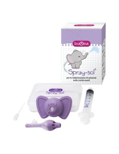 BUONA SPRAY-SOL NEBULIZZATORE SPRAY SOL + AGO CANNULA + SIRINGA LUER LOCK DA 5 ML + ELEFANTINO COPRI-SIRINGA + CONTENITORE 2