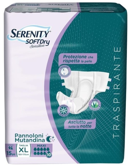 PANNOLONE MUTANDINA SERENITY SD SENSITIVE MAXI XL 15 PEZZI