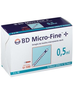 SIRINGA INSULINA BECTON DICKINSON 0,5 ML 100 UI AGO GAUGE 29 30 PEZZI