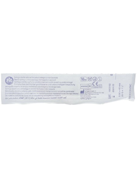 SIRINGA PIC 10 ML AGO 1 GAUGE 20X1,5 CONO LUER CENTRALE 1 PEZZO