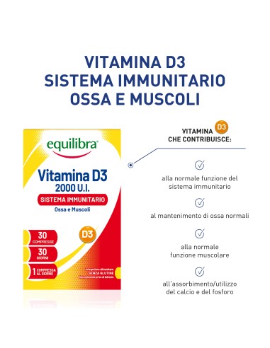 VITAMINA D3 2000UI SISTEMA IMMUNITARIO OSSA E MUSCOLI 30 COMPRESSE