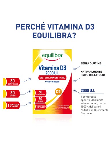 VITAMINA D3 2000UI SISTEMA IMMUNITARIO OSSA E MUSCOLI 30 COMPRESSE