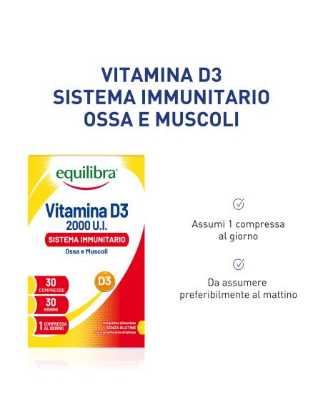 VITAMINA D3 2000UI SISTEMA IMMUNITARIO OSSA E MUSCOLI 30 COMPRESSE
