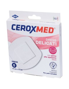 DRESS DELICATI CEROXMED CON GARZA ALTO SPESSORE PER PELLI SENSIBILI 10X10CM 5 PEZZI