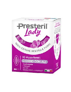 LADY PRESTERIL ASSORBENTI GIORNO CON ALI RIPIEGATI BIODEGRADABILI 10 PEZZI