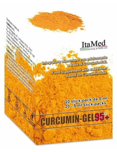CURCUMIN GEL 95+ 20 BUSTINE STICK PACK MONODOSE DA 5 ML AROMA LAMPONE