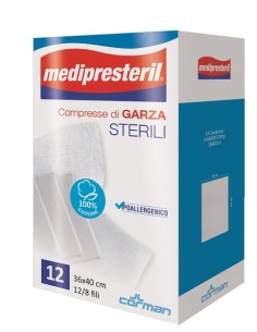 GARZA COMPRESSA MEDIPRESTERIL 12/8 FU 36X40CM 12 PEZZI