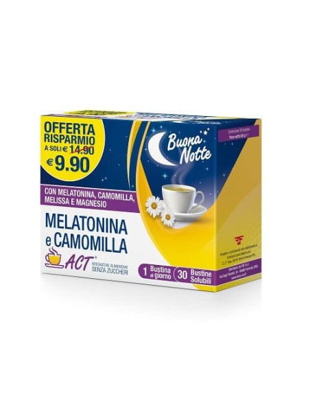 MELATONINA E CAMOMILLA ACT 30 BUSTINE SOLUBILI SENZA ZUCCHERI