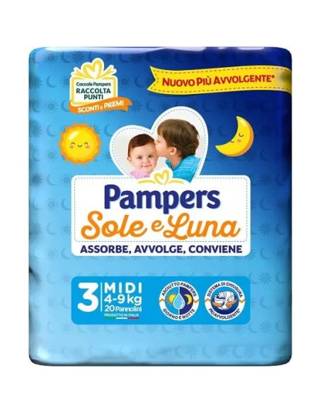 PAMPERS SOLE LUNA MIDIDI 20 PEZZI