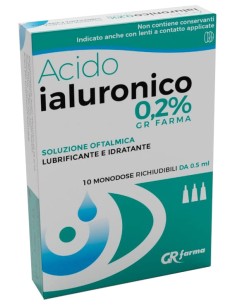 SOLUZIONE OFTALMICA LUBRIFICANTE E IDRATANTE ACIDO IALURONICO 0,2% 10 MONODOSE RICHIUDIBILI DA 0,5 ML