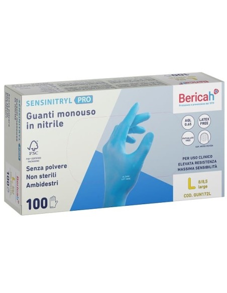 GUANTO MONOUSO SENSINITRYL PRO IN NITRILE LARGE 100 PEZZI