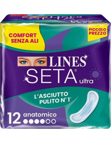 LINES SETA ULTRA ASSORBENTI ANATOMICO DWCT 12 PEZZI