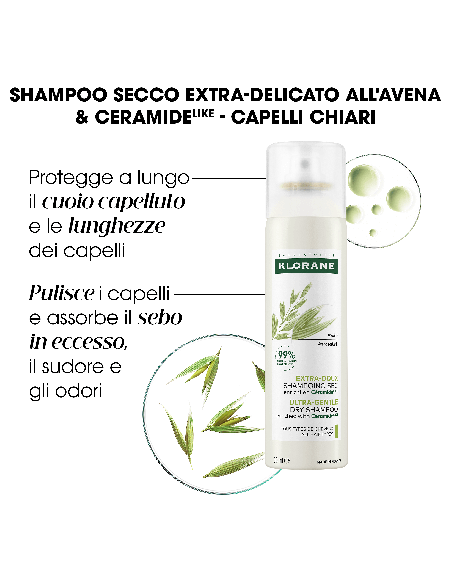 KLORANE SHAMPOO SECCO EXTRA DELICATO AVENA&CERAMIDE TUTTI I TIPI DI CAPELLI SPRAY 150 ML