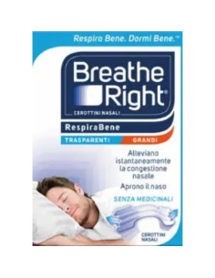 CEROTTI NASALI BREATHE RIGHT TRASPARENTI GRANDI 10 PEZZI