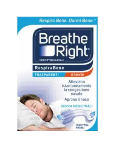 CEROTTI NASALI BREATHE RIGHT TRASPARENTI GRANDI 10 PEZZI