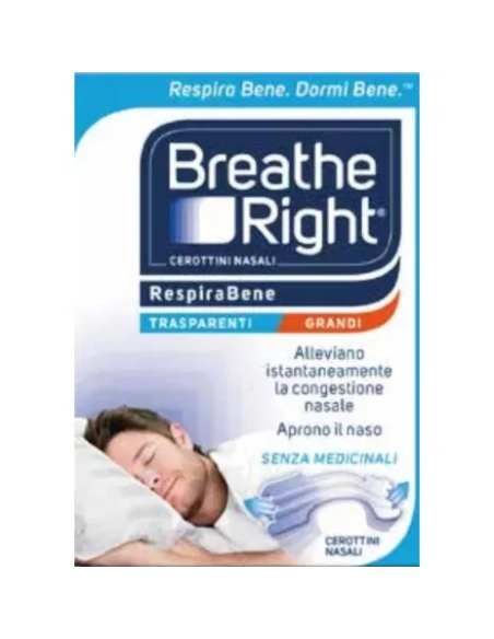 CEROTTI NASALI BREATHE RIGHT TRASPARENTI GRANDI 10 PEZZI