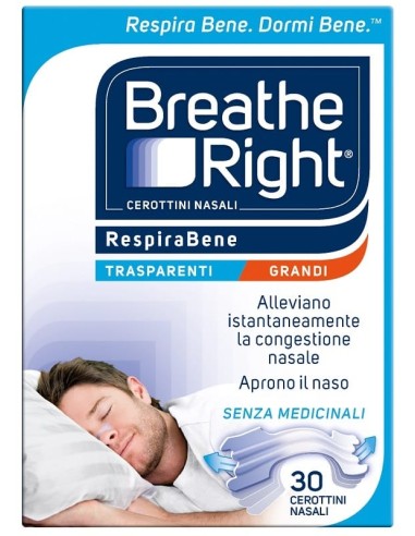 CEROTTI NASALI BREATHE RIGHT TRASPARENTI GRANDI 30 PEZZI