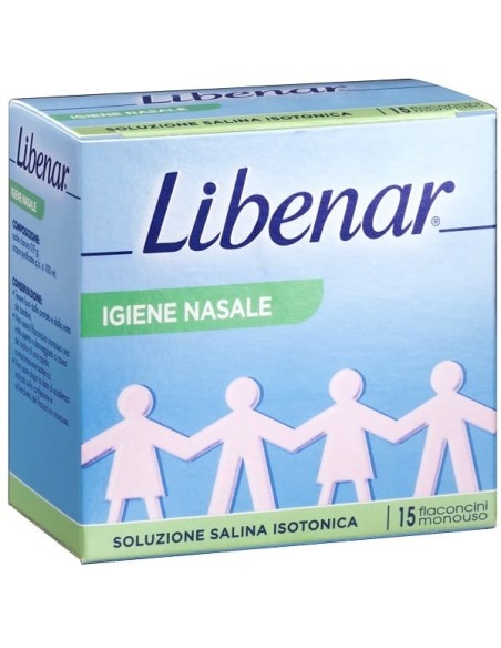 SOLUZIONE SALINA ISOTONICA 0,9% LIBENAR PER IGIENE NASALE 15 FLACONCINI MONOUSO X 5 ML