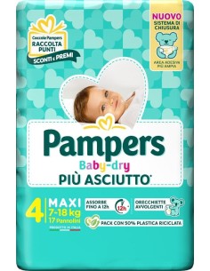 PAMPERS BABY DRY PANNOLINO DOWNCOUNT MAXI 17 PEZZI