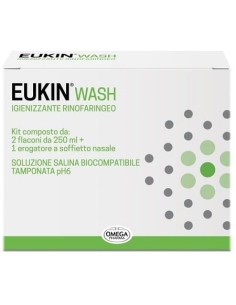 EUKIN WASH IGIENIZZANTE RINOFARINGEO KIT 2 FLACONI DA 250 ML + EROGATORE A SOFFIETTO NASALE