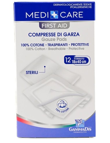 GARZA MEDICARE COTONE 18X40 CM 12 PEZZI