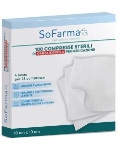 GARZA COMPRESSA IN COTONE 10X10 CM 100 PEZZI SOFARMAPIU'